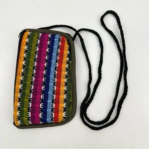 Handmade sunglasses case from Guatemala Woven Multi Green with Strap